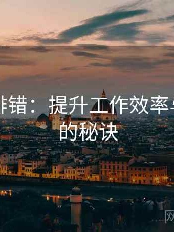 觅圈像排错：提升工作效率与准确性的秘诀